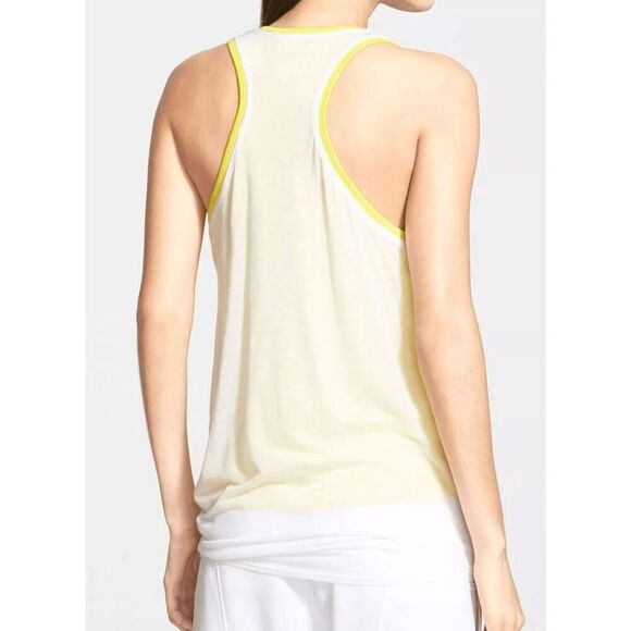 Helmut Lang Yellow White Devotee Tank Top Blouse Size Medium - Picture 7 of 8